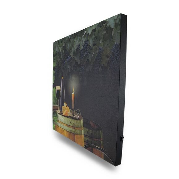 Wine By Candle Light Lighted LED Canvas Wall Hanging - Picture 2 of 3